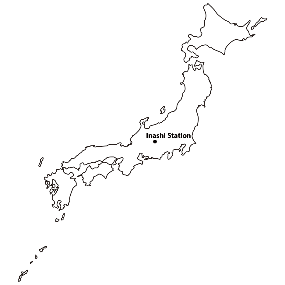 Ina City's location on a map of Japan — roughly in the center of Honshu Location of Ina City on a map of Japan