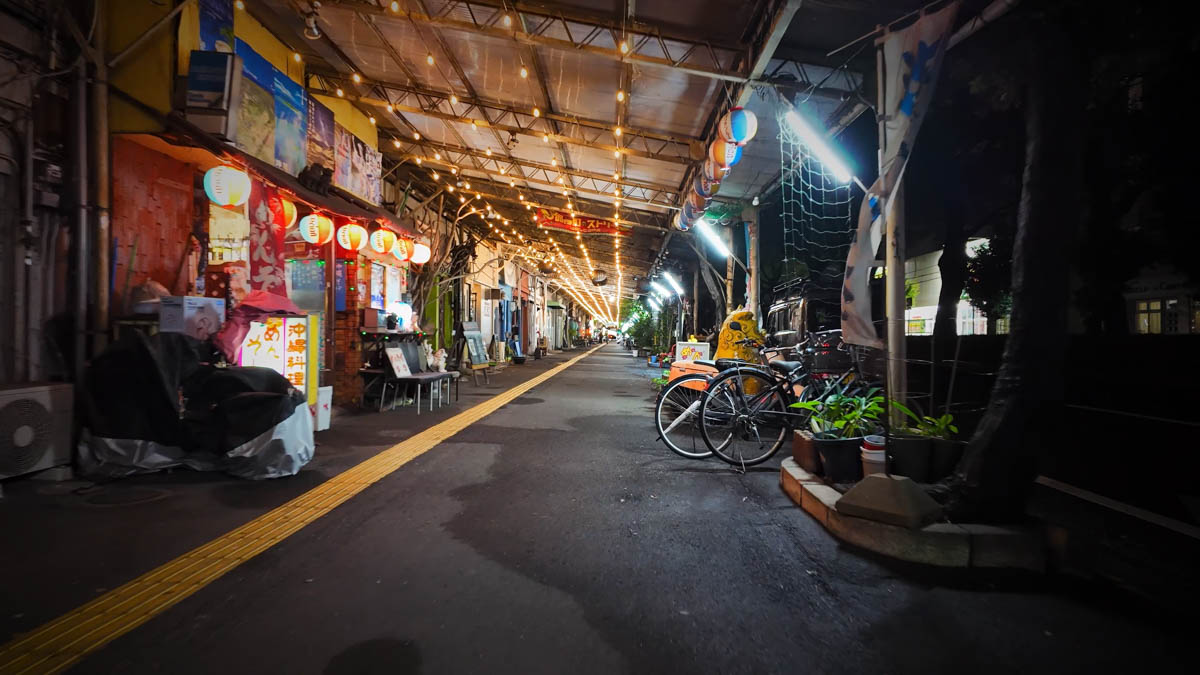 The atmospheric night food street with an Asian feel