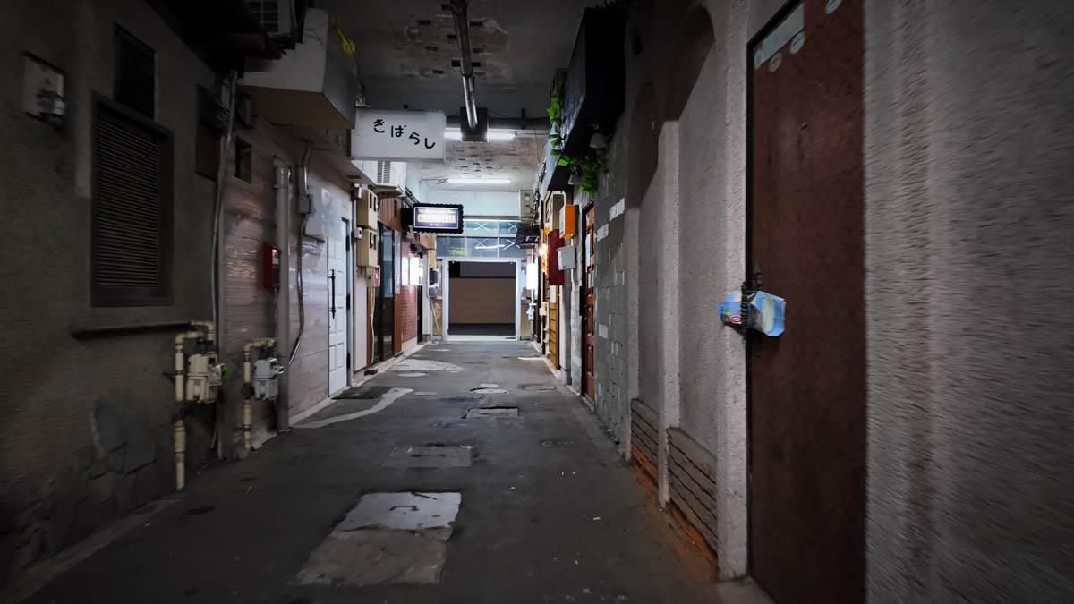 Showa-era shopfronts Old-style shopfronts in a night street, Showa atmosphere intact