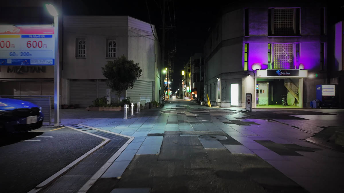 Daimon entertainment district at night The Daimon entertainment district at night, quieter than expected for a Saturday